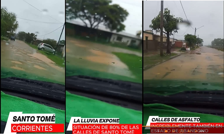 UNA REALIDAD: LAS CALLES DE SANTO TOMÉ EN MUY MAL ESTADO. LA LLUVIA LO DEJA AL DESCUBIERTO.